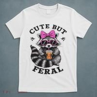 Cute But Feral Funny Colorful Racoon With Sunglasses Racoon T-Shirt thumb 5