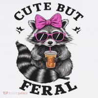 Cute But Feral Funny Colorful Racoon With Sunglasses Racoon T-Shirt thumb 7