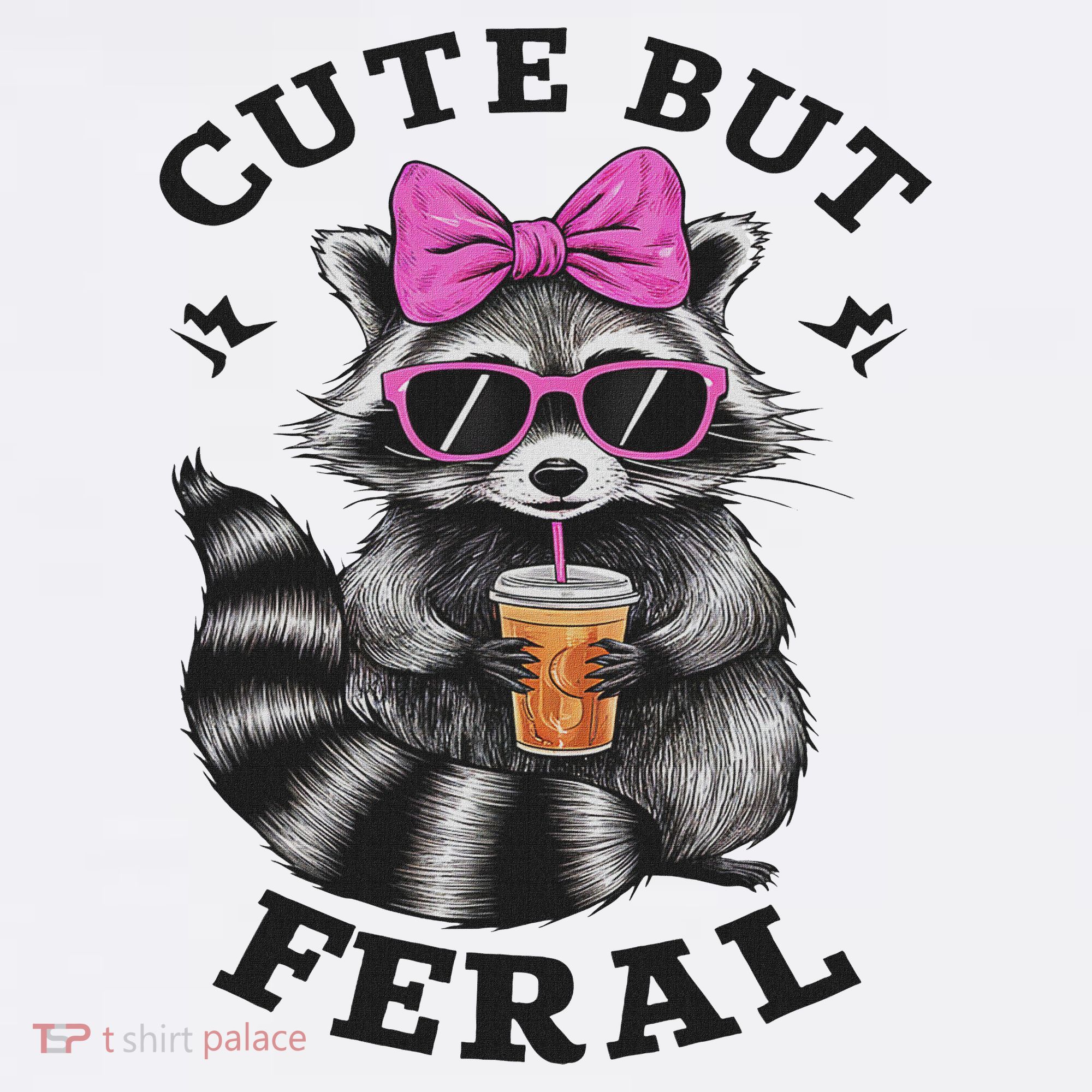Cute But Feral Funny Colorful Racoon With Sunglasses Racoon T-Shirt