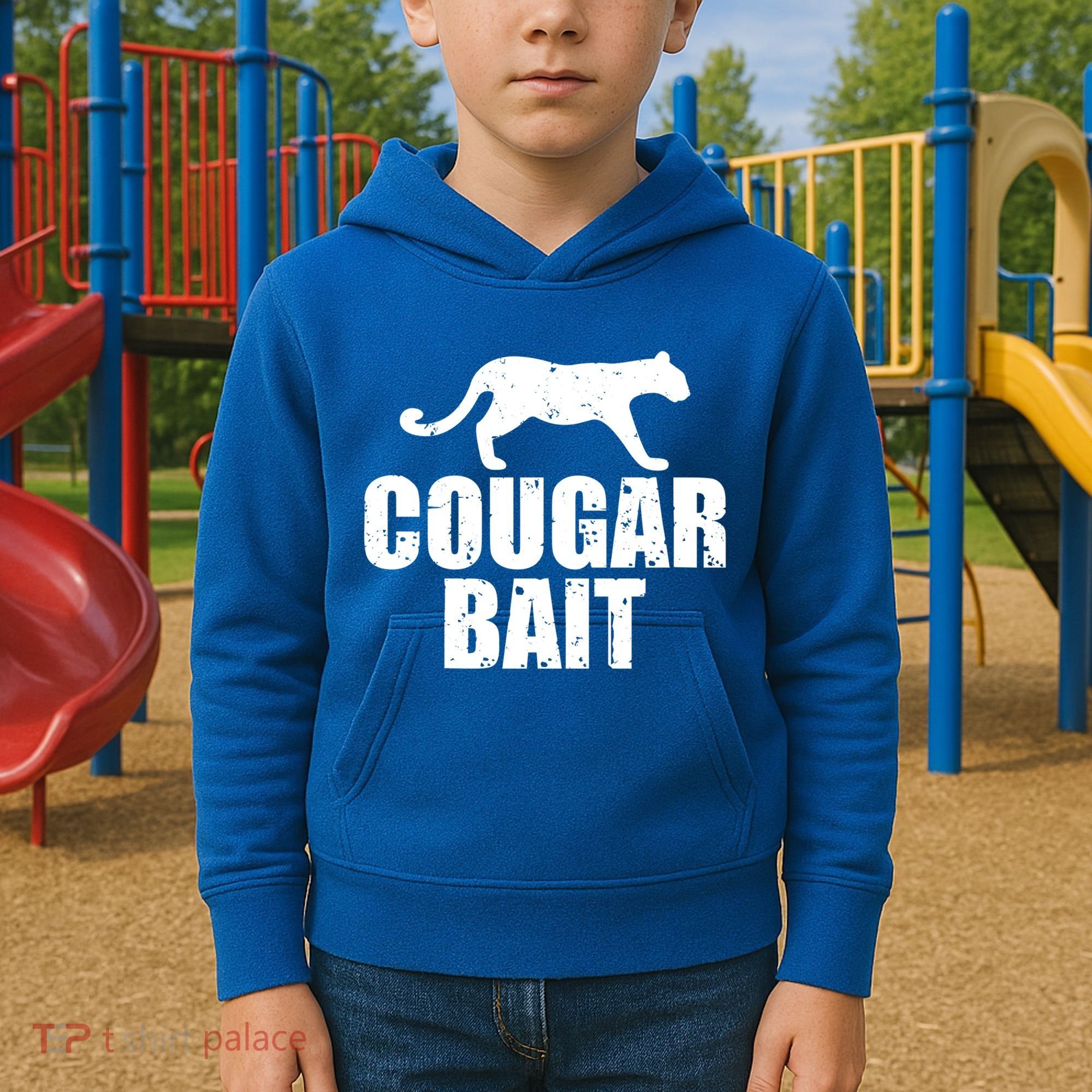Cougar Bait Funny Gift Cougar Hunting Fishing Dirty Joke Gift Kids Hoodie