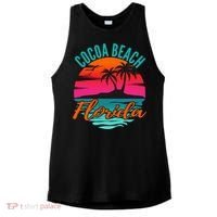 Cocoa Beach Florida Palm Tree Island Pink Sunset Ladies PosiCharge Tri-Blend Wicking Tank thumb 0