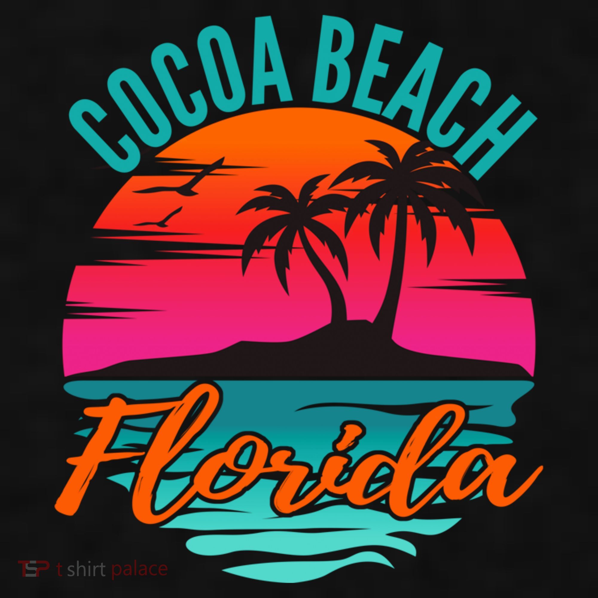 Cocoa Beach Florida Palm Tree Island Pink Sunset Ladies PosiCharge Tri-Blend Wicking Tank