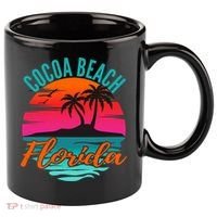 Cocoa Beach Florida Palm Tree Island Pink Sunset 11oz C Handle Ceramic Mug thumb 0