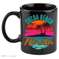 Cocoa Beach Florida Palm Tree Island Pink Sunset 11oz C Handle Ceramic Mug thumb 2