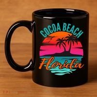 Cocoa Beach Florida Palm Tree Island Pink Sunset 11oz C Handle Ceramic Mug thumb 4