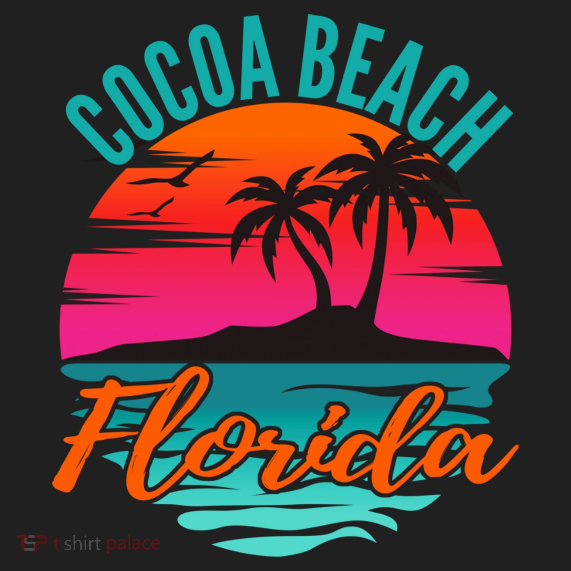 Cocoa Beach Florida Palm Tree Island Pink Sunset 11oz C Handle Ceramic Mug