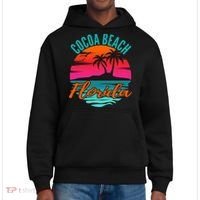 Cocoa Beach Florida Palm Tree Island Pink Sunset District V.I.T. Heavyweight Hoodie thumb 0