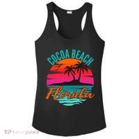 Cocoa Beach Florida Palm Tree Island Pink Sunset Ladies PosiCharge Competitor Racerback Tank thumb 0