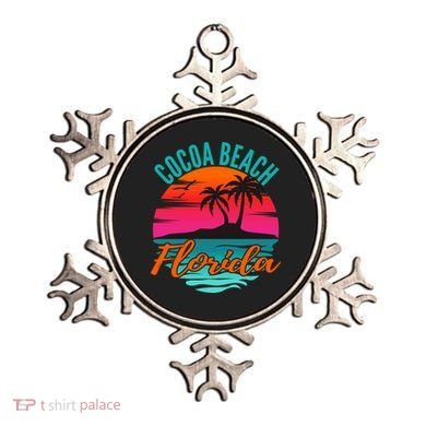 Cocoa Beach Florida Palm Tree Island Pink Sunset Ornament