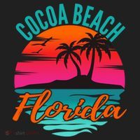 Cocoa Beach Florida Palm Tree Island Pink Sunset Plastic Christmas Ball Ornament thumb 1
