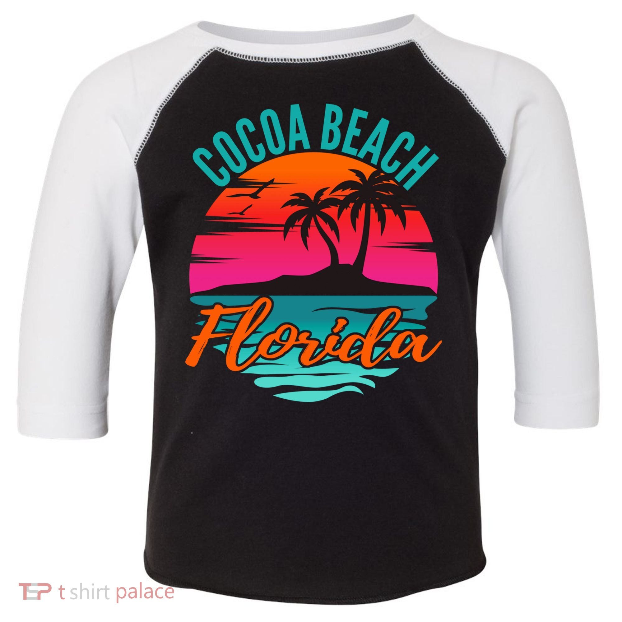 Cocoa Beach Florida Palm Tree Island Pink Sunset Toddler Fine Jersey T-Shirt