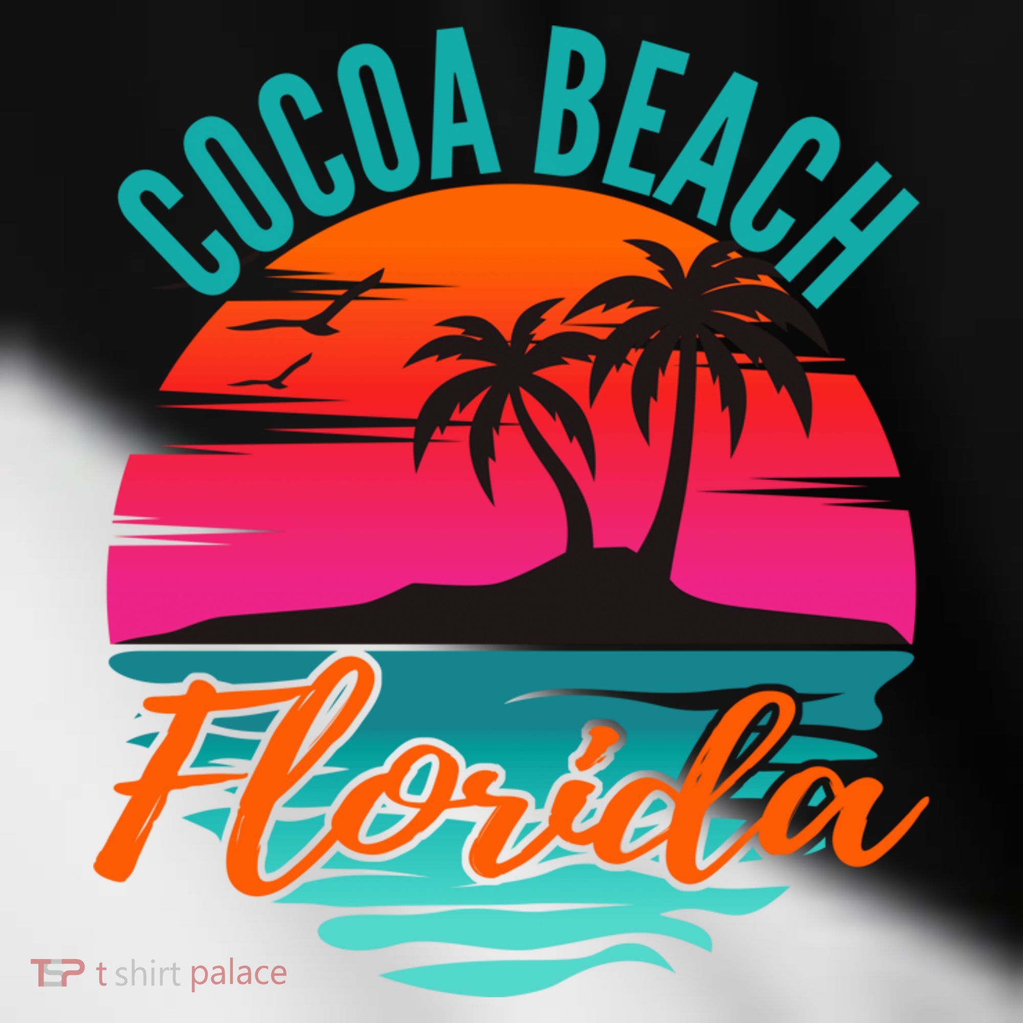Cocoa Beach Florida Palm Tree Island Pink Sunset Toddler Fine Jersey T-Shirt