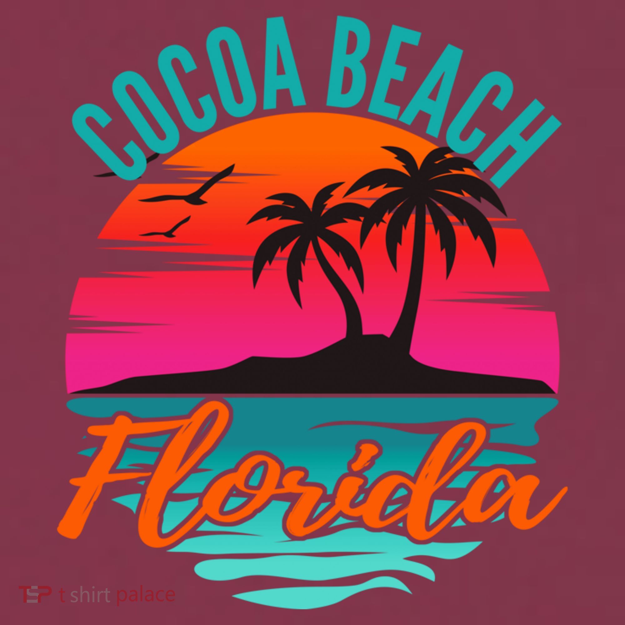 Cocoa Beach Florida Palm Tree Island Pink Sunset 16oz Travel Tumbler