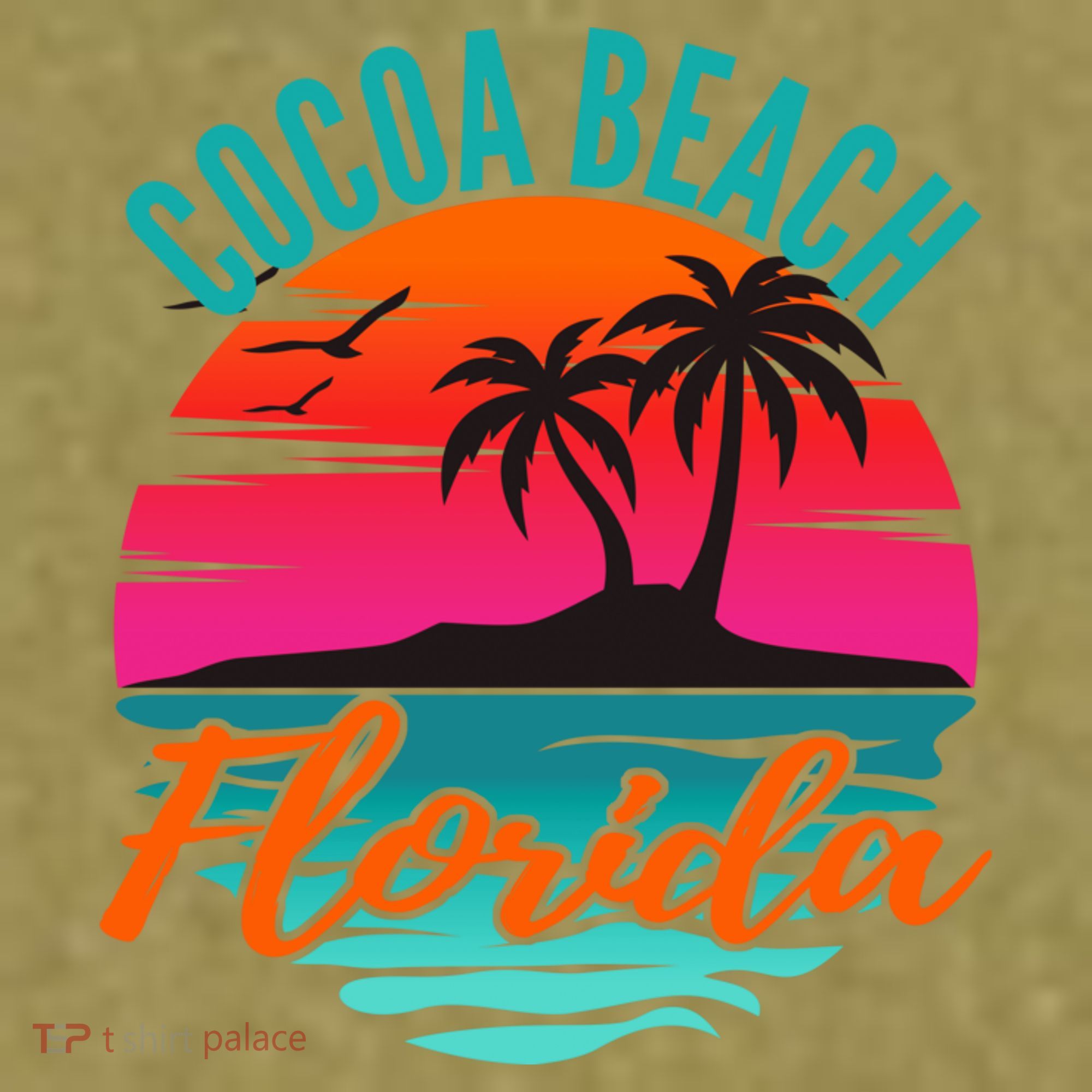 Cocoa Beach Florida Palm Tree Island Pink Sunset Garment-Dyed Women's Muscle Tee