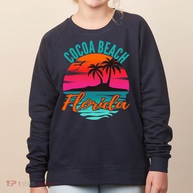 Cocoa Beach Florida Palm Tree Island Pink Sunset Women's Sweatshirt