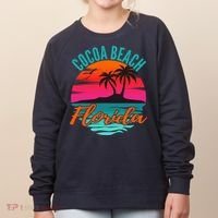 Cocoa Beach Florida Palm Tree Island Pink Sunset Women's Sweatshirt thumb 0