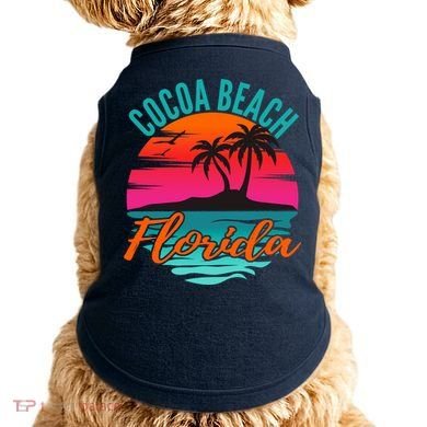 Cocoa Beach Florida Palm Tree Island Pink Sunset Doggie Tank