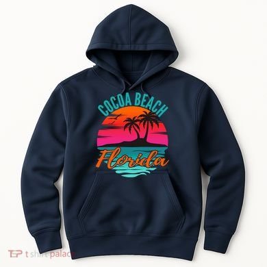 Cocoa Beach Florida Palm Tree Island Pink Sunset Hoodie