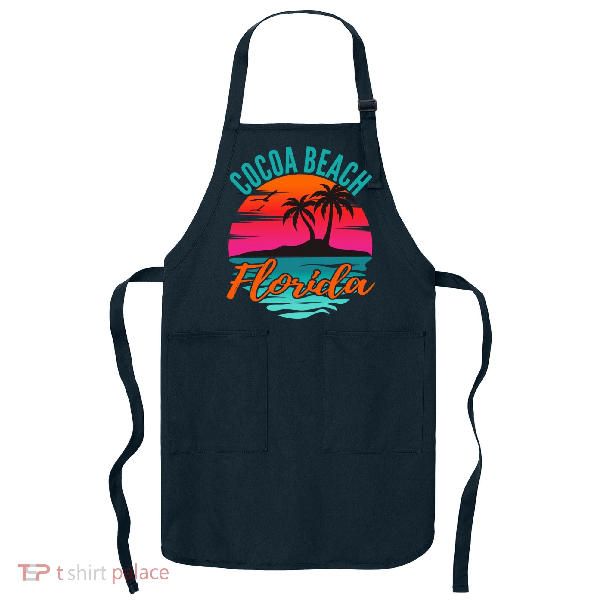 Cocoa Beach Florida Palm Tree Island Pink Sunset Apron