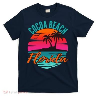 Cocoa Beach Florida Palm Tree Island Pink Sunset T-Shirt