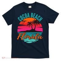 Cocoa Beach Florida Palm Tree Island Pink Sunset T-Shirt thumb 0