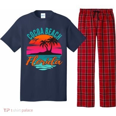 Cocoa Beach Florida Palm Tree Island Pink Sunset Pajama Set