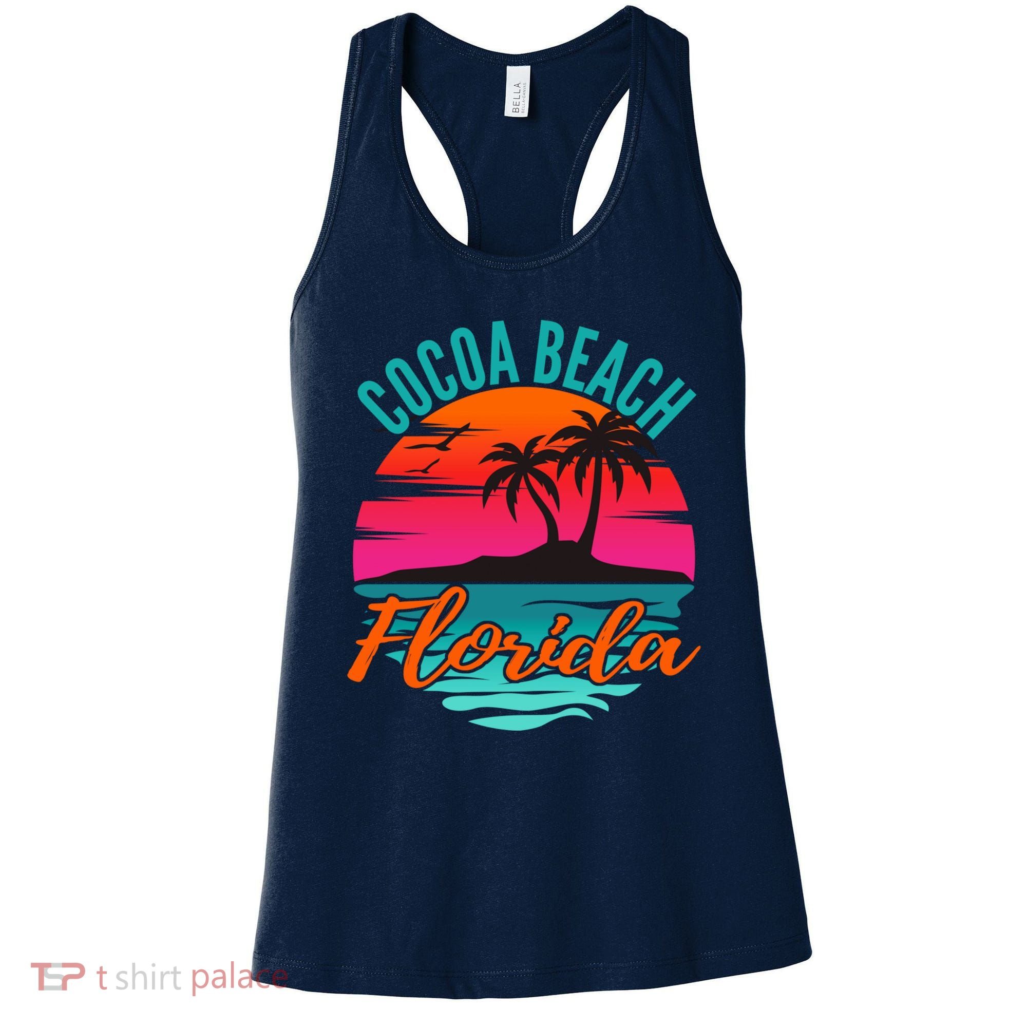 Cocoa Beach Florida Palm Tree Island Pink Sunset Women's Tank Top