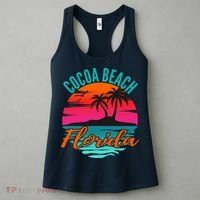 Cocoa Beach Florida Palm Tree Island Pink Sunset Women's Tank Top thumb 3