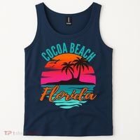 Cocoa Beach Florida Palm Tree Island Pink Sunset Tank Top thumb 2