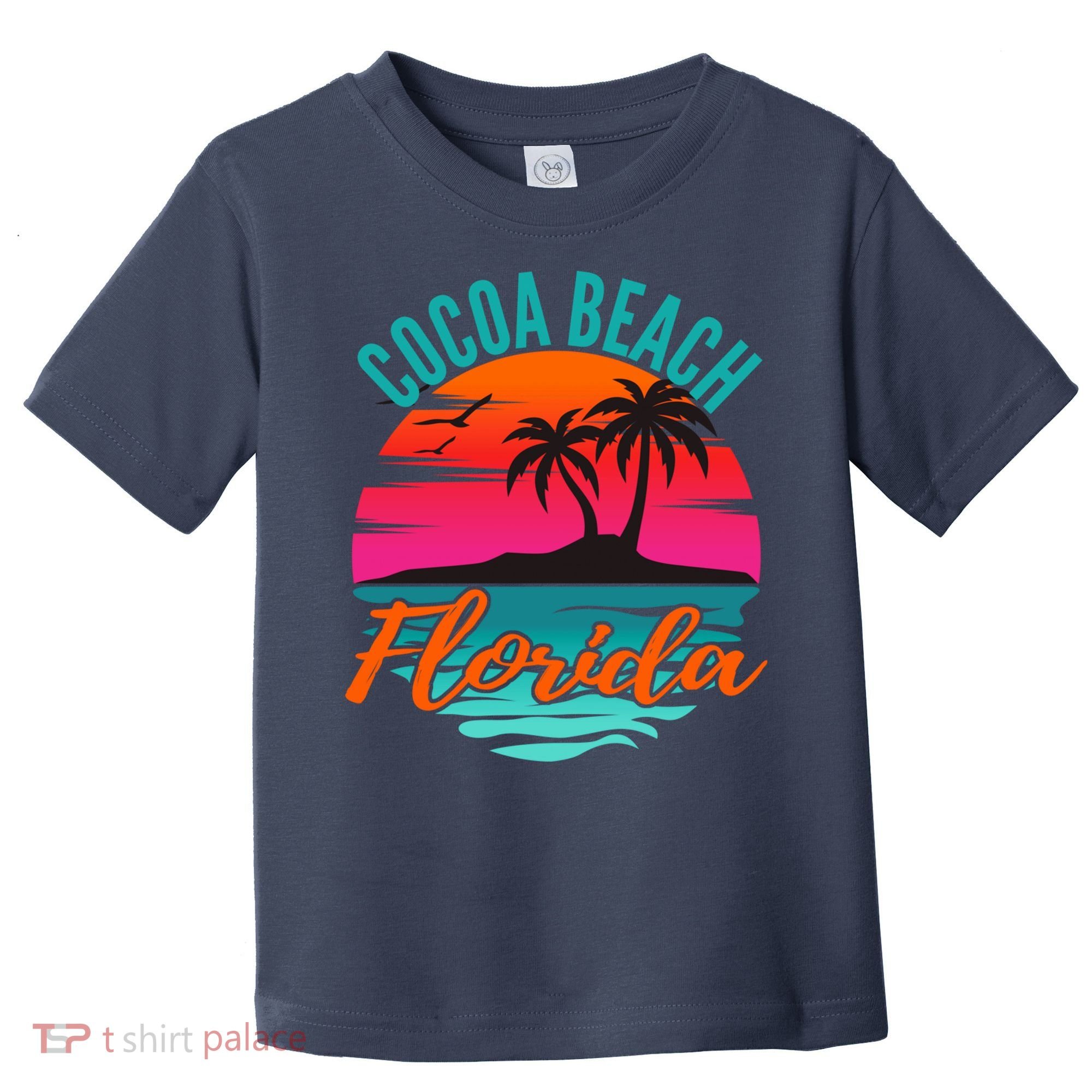 Cocoa Beach Florida Palm Tree Island Pink Sunset Toddler T-Shirt