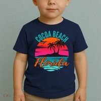 Cocoa Beach Florida Palm Tree Island Pink Sunset Toddler T-Shirt thumb 2