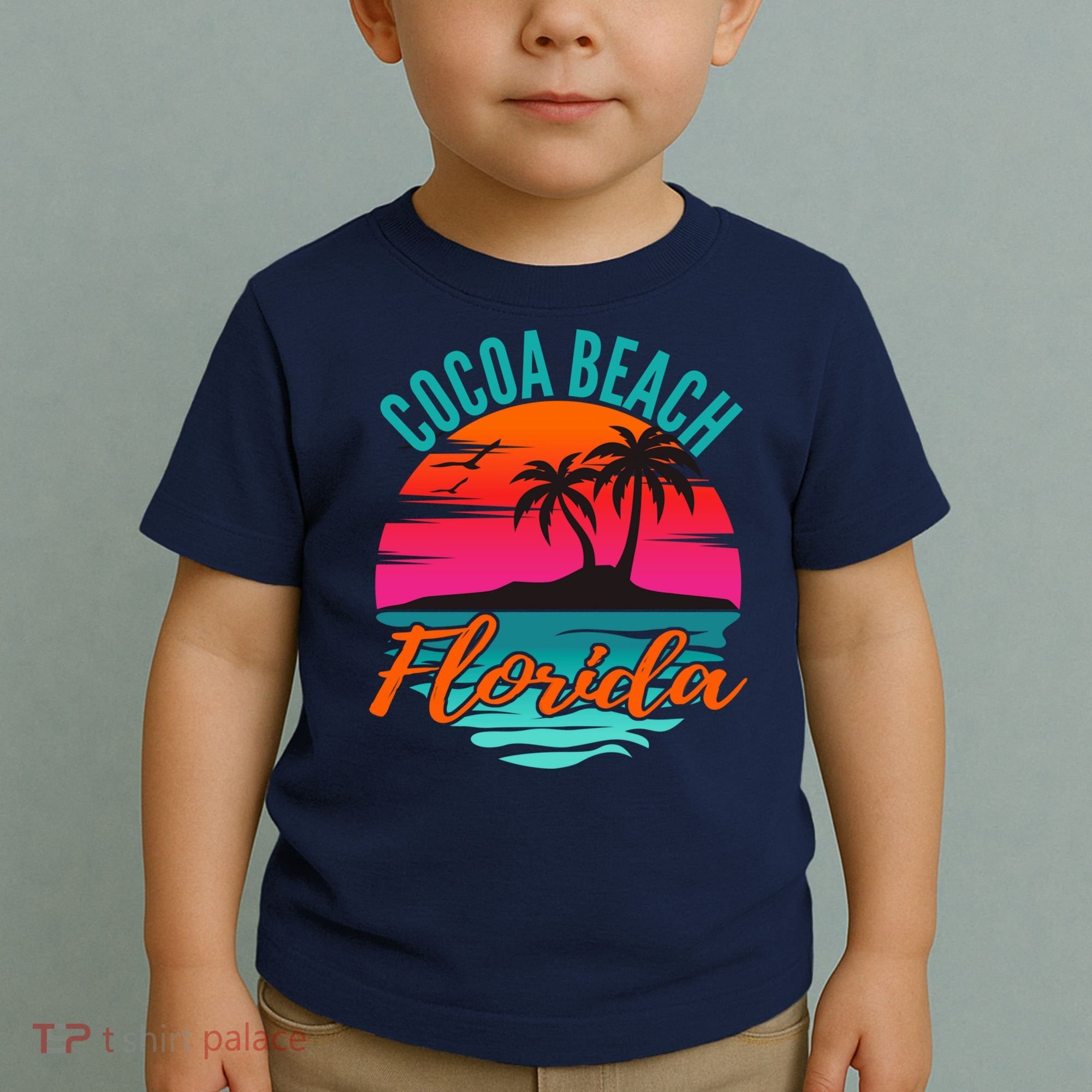 Cocoa Beach Florida Palm Tree Island Pink Sunset Toddler T-Shirt