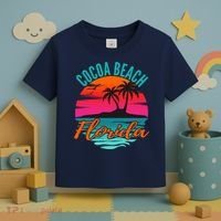 Cocoa Beach Florida Palm Tree Island Pink Sunset Toddler T-Shirt thumb 3