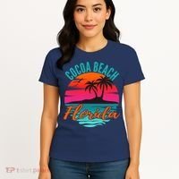 Cocoa Beach Florida Palm Tree Island Pink Sunset Women's T-Shirt thumb 4