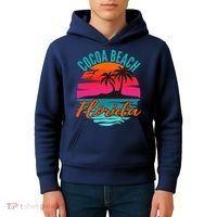 Cocoa Beach Florida Palm Tree Island Pink Sunset Kids Hoodie thumb 4
