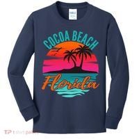 Cocoa Beach Florida Palm Tree Island Pink Sunset Kids Long Sleeve Shirt thumb 0