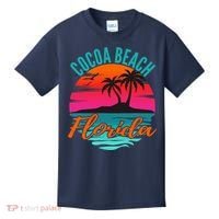 Cocoa Beach Florida Palm Tree Island Pink Sunset Kids T-Shirt thumb 0