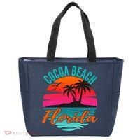 Cocoa Beach Florida Palm Tree Island Pink Sunset Tote Bag thumb 0