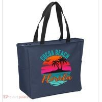 Cocoa Beach Florida Palm Tree Island Pink Sunset Tote Bag thumb 2