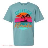 Cocoa Beach Florida Palm Tree Island Pink Sunset Sueded Cloud Jersey T-Shirt thumb 0