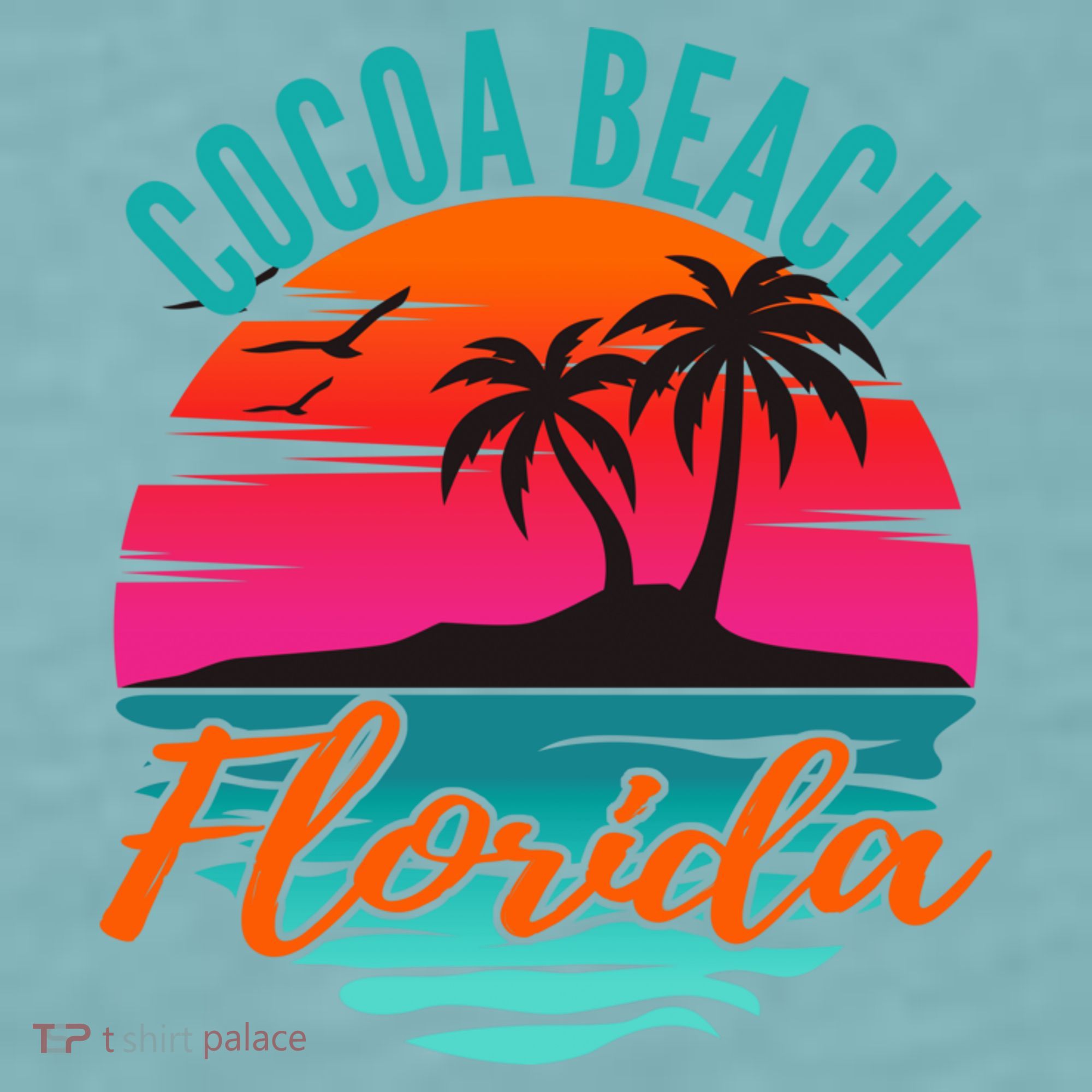 Cocoa Beach Florida Palm Tree Island Pink Sunset Sueded Cloud Jersey T-Shirt