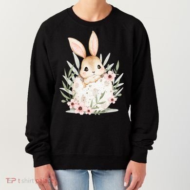 Cute Bunny Floral Happy Easter Women's Sweatshirt