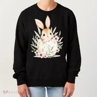 Cute Bunny Floral Happy Easter Women's Sweatshirt thumb 0