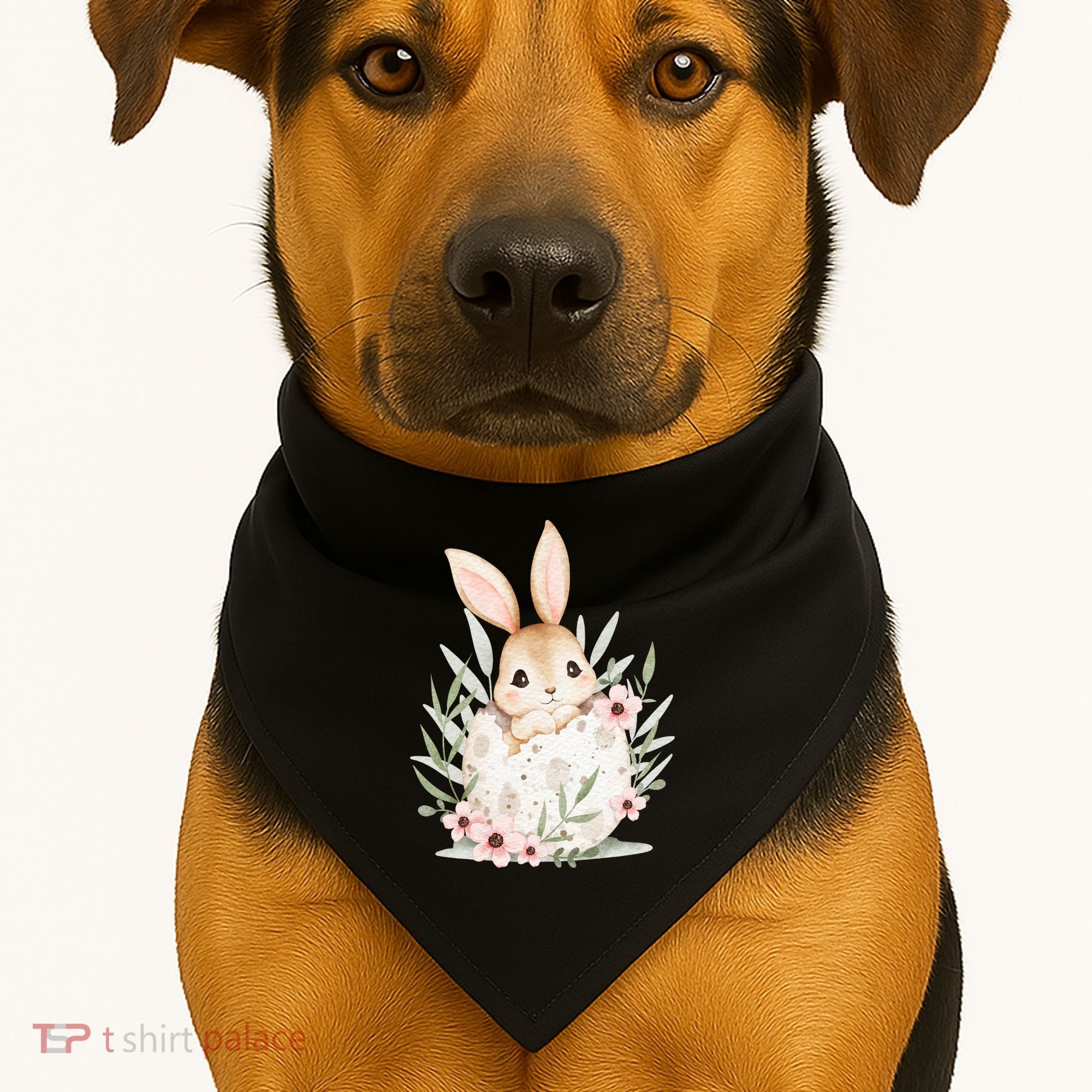 Cute Bunny Floral Happy Easter USA-Made Doggie Bandana
