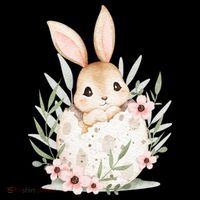 Cute Bunny Floral Happy Easter USA-Made Doggie Bandana thumb 2