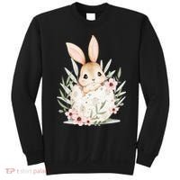 Cute Bunny Floral Happy Easter Sweatshirt thumb 0