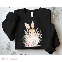Cute Bunny Floral Happy Easter Sweatshirt thumb 2