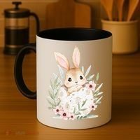 Cute Bunny Floral Happy Easter Coffee Mug thumb 4