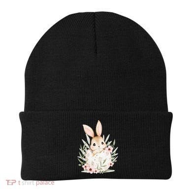 Cute Bunny Floral Happy Easter Beanie