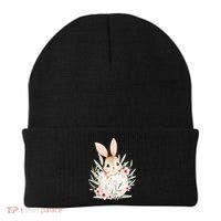 Cute Bunny Floral Happy Easter Beanie thumb 0